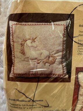 Vintage The Creative Circle Unicorn Embroidered Pillow Cover -